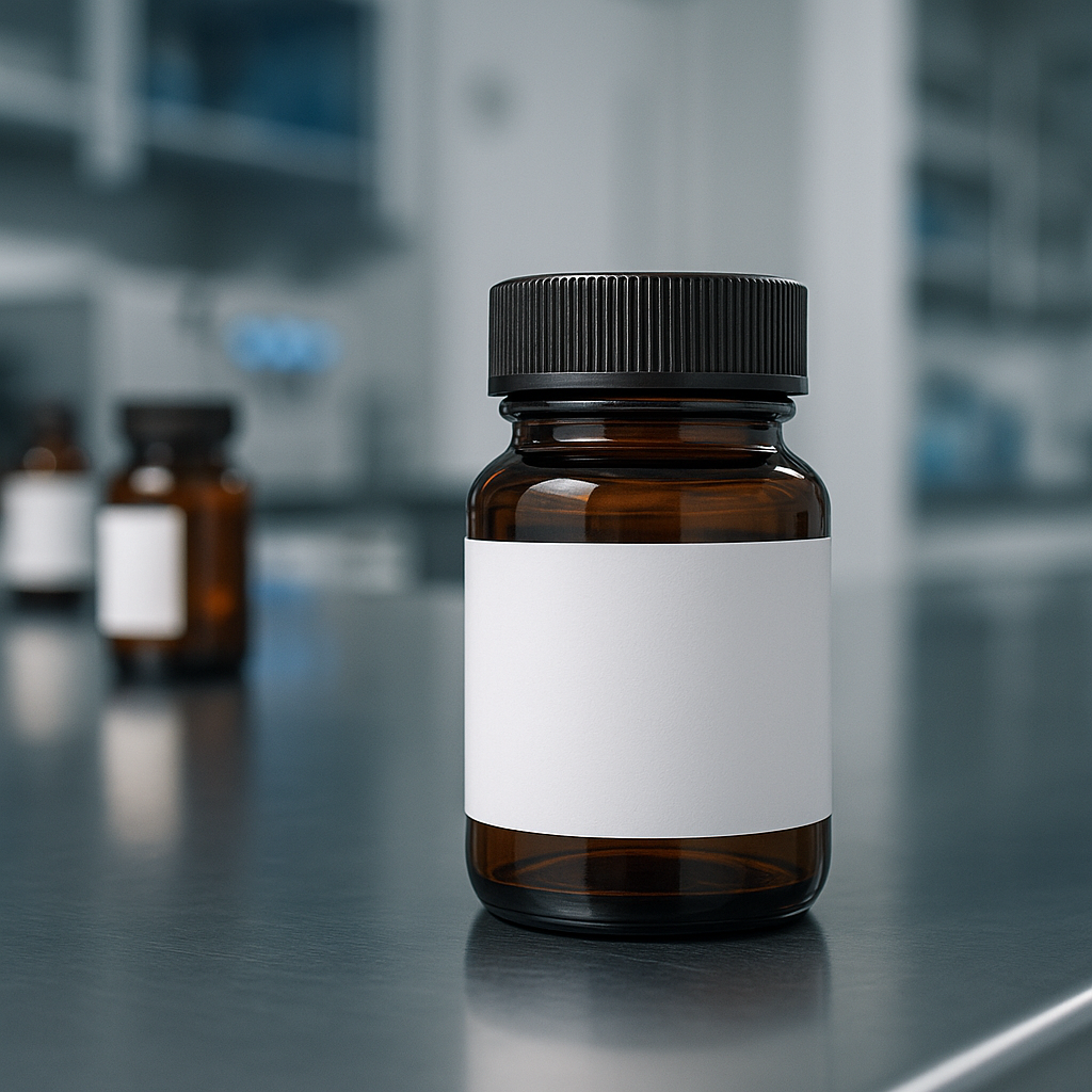 produktmärkning etikettering läkemedelsflaska pharma