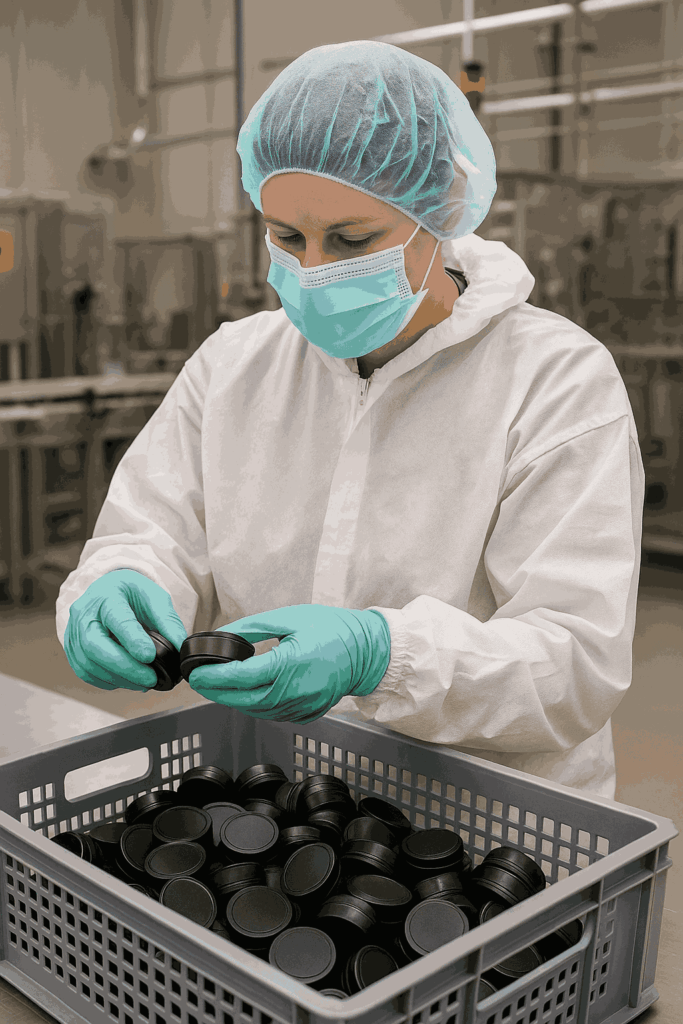 Sorterar felaktiga snusdosor