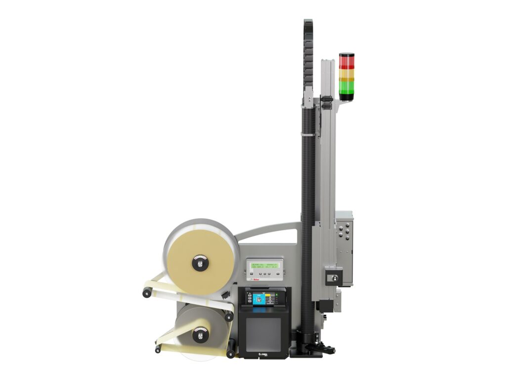 Etiketteringsmaskin etiketter på kartonger och lådor i varierande höjd LA6000