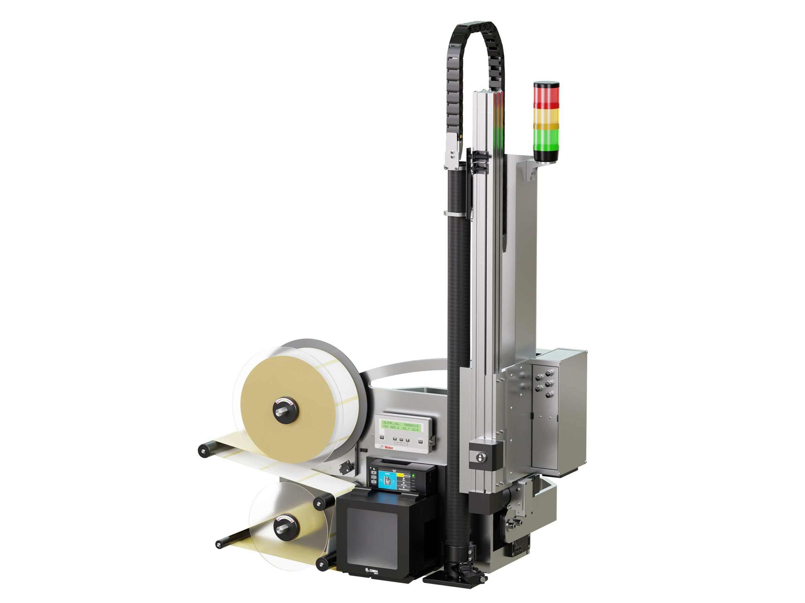 Etiketteringsmaskin etiketter på kartonger och lådor i varierande höjd LA6000