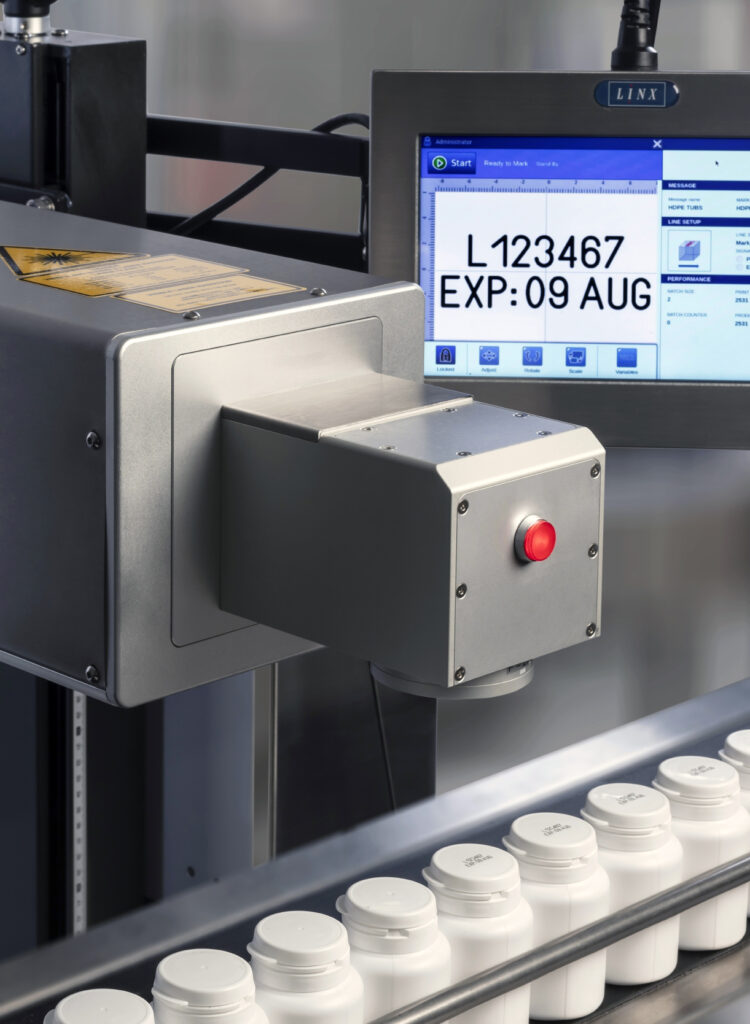 Industriell laserskrivare - lasermärkning på plastkork