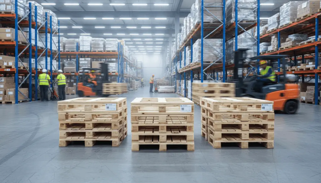 Pallkragar etikettering produktinformation på etikett
