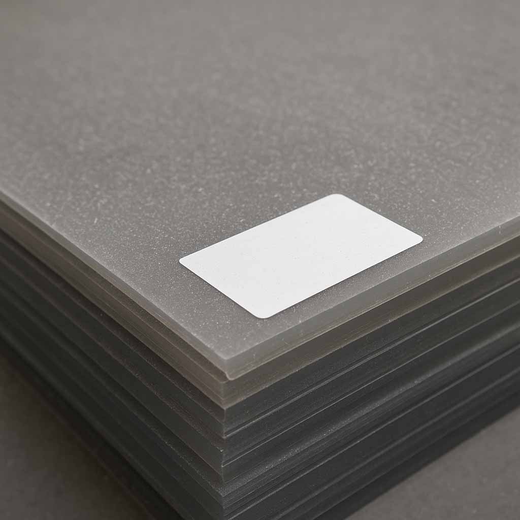 vit etikett på plastark