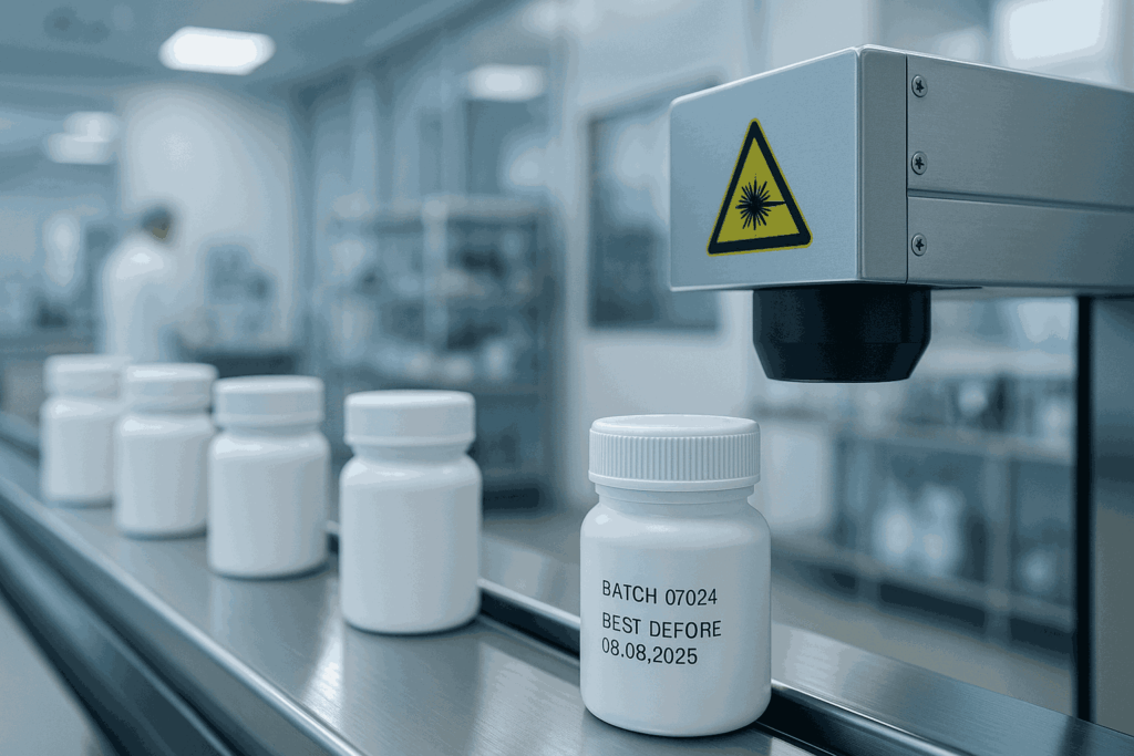 Pharma produktmärkning märkning på tablettask läkemedel