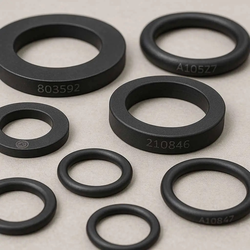 Lasermärkning gummiring, o-ring, gummipackning, tätningar, märkning serienummer batch