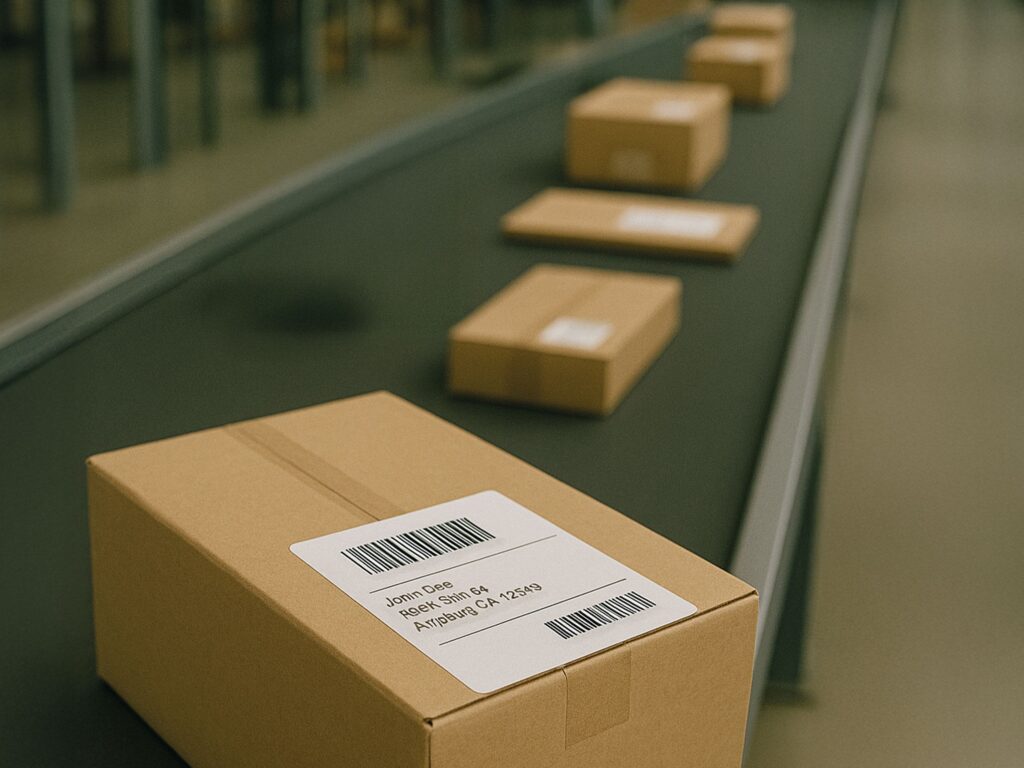 Etiketteringsmaskin etiketter på kartonger och lådor i varierande höjd LA6000